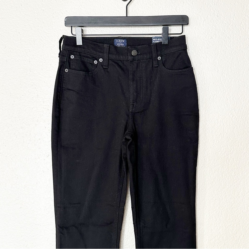 J. Crew Factory Jeans Womens Mid Rise Flare Crop Black All-day Stretch Sz 26 NEW - Picture 3 of 8